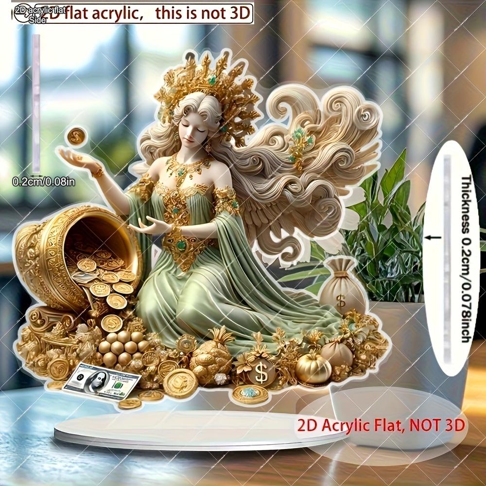 2D Flat Acrylic Lucky Goddess Decoration, Indoor and Outdoor Decoration - No Battery/electricity Required, Free Day Decoration, Shop Decoration, Durab