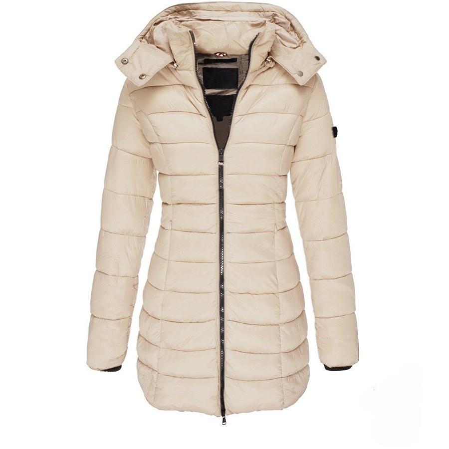Women Medium and Long-cut Slim-fitting Cotton-padded Jackets, Warm Down Cotton-padded Clothes