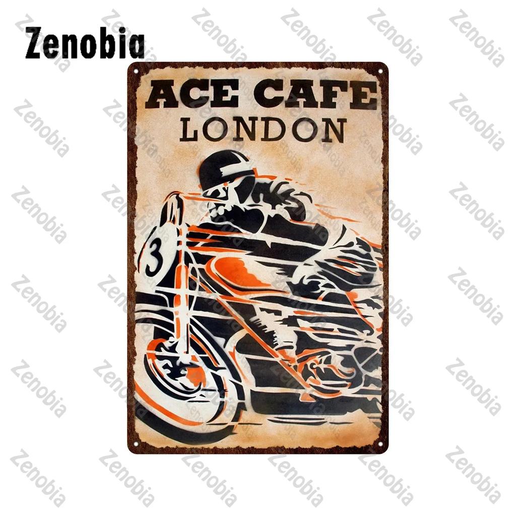 Motorräder Metallschilder Blechschild Ace Cafe London Straßenrennen Wandaufkleber Isle of Man TT Garage Bar Kneipe Heimwanddekoration
