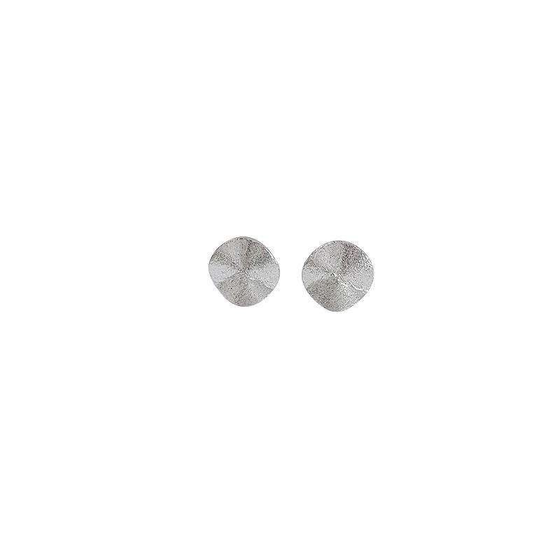 Xintaixi S925 Sterling Silver Brushed Irregular Round Stud Earrings - Women's Niche Design Jewelry, New Korean Style Accessories