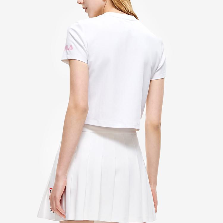 FILA X HAGT Collaboration Casual Breathable Round Neck Letter Solid Short Sleeve T-Shirt Women tops Standard-White F11W229123F-WT
