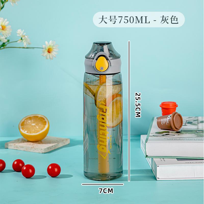 Water bottle summer fruit tea cup large capacity outdoor sports water cup portable straw cup high value plastic cup