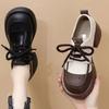 Soft Leather Thick-soled Autumn New Versatile Foot Shoes To Increase Height and Thin Outer Wear Leather Shoes
