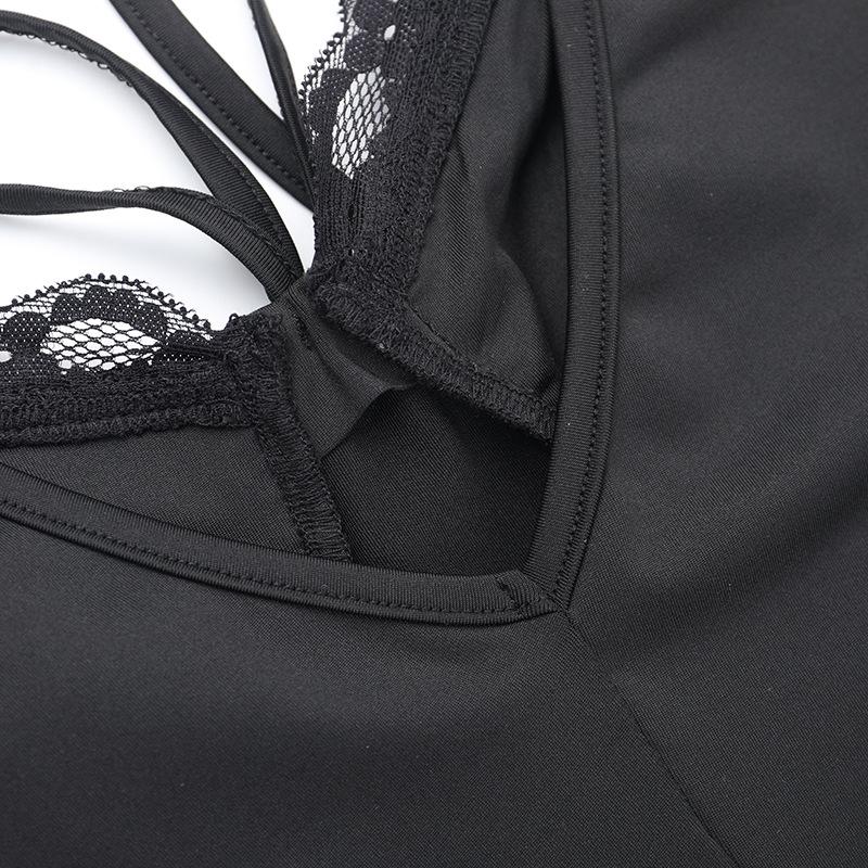 Lace Patchwork Backless Slim Fit Camisole Dress for Women