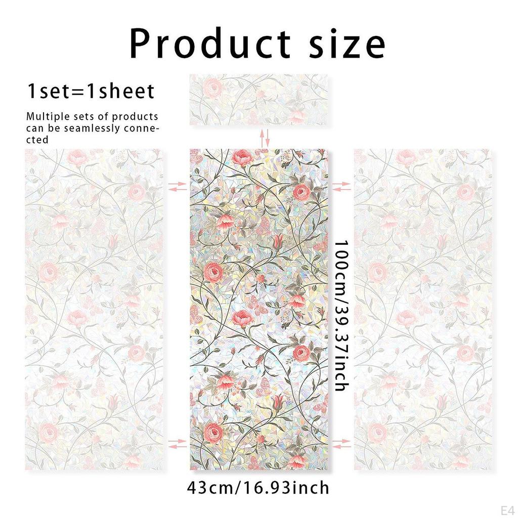 Flower Window Cling Glass Sticker Decal Privacy Film Christmas Static Summer for Farmhouse