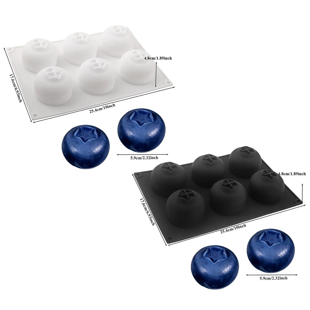 Stampo da Forno in Silicone a 6 Cavità, Stampo per Torta Mousse ai Mirtilli, Stampo per Dessert a Forma di Frutta per Cioccolato Budino Gelato Gelatine