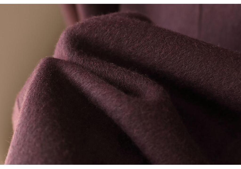 2026 Spring Elegant Double-Breasted Long Wool Coat with Big Lapel for Women