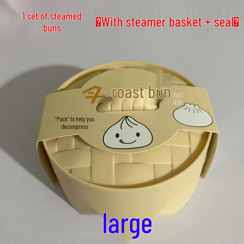 Colorful Baozi Squeeze Toy with Steamer Basket - Large, Slow Rebound Decompression Toy Vent Baozi