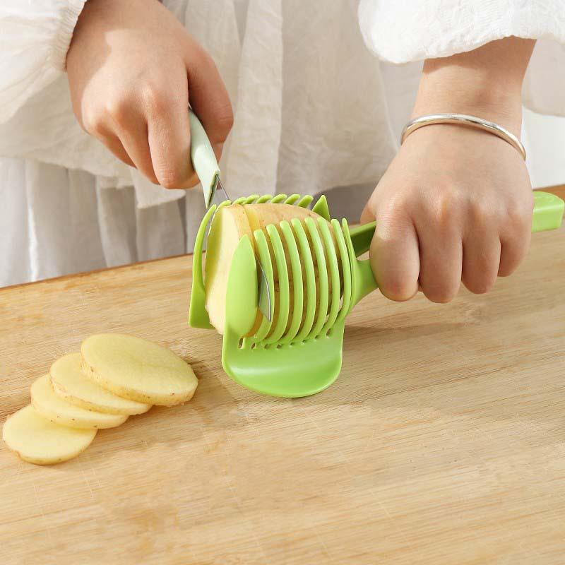 1PC Multifunctional Fruit Slicer, Plastic Tomato Potato Lemon Slicer with Handle