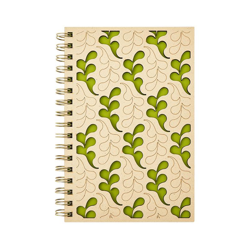 Cross-border New Hot-selling Style Spiral Lock Wire Binding Laser Engraved Paper Gift Hollow Cover Business Notebook
