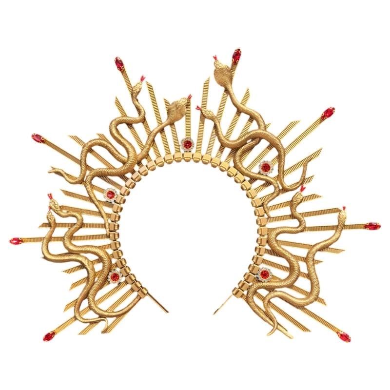 Antique Snake Design Hairband With Spiked Design For Women Daily Use and Special Event Masquerades Party Headpiece