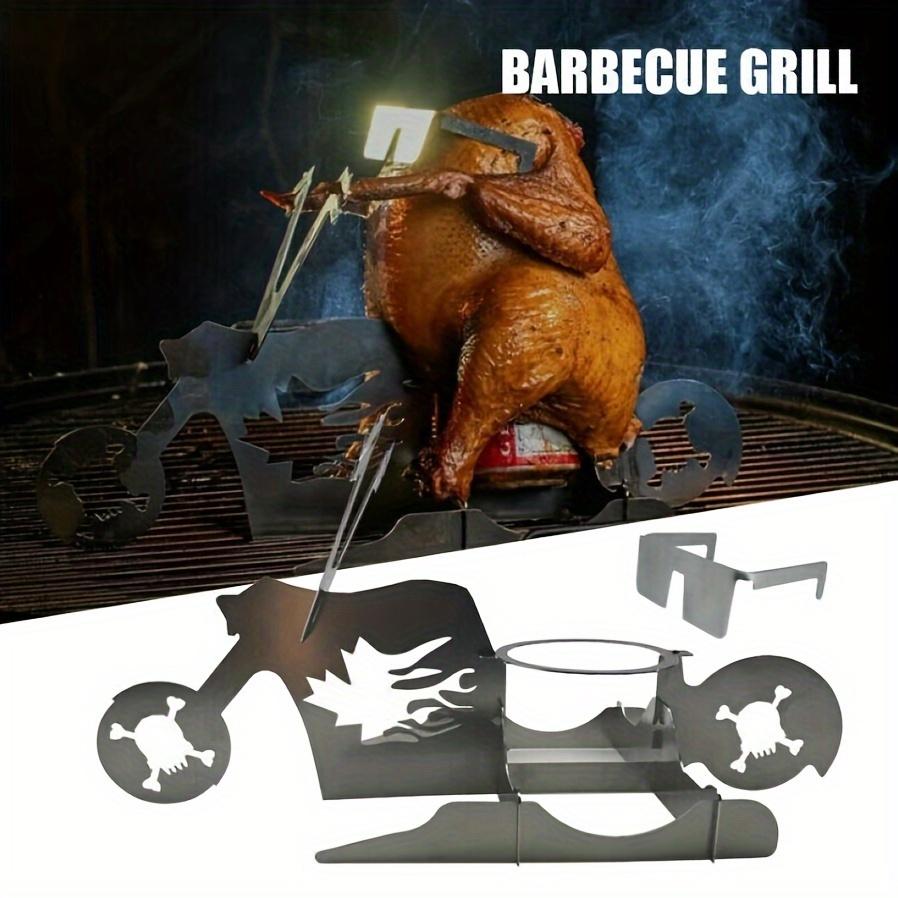 Estante para Pollo a la Parrilla con Forma de Lata de Cerveza de Motocicleta Acero Inoxidable Soporte para Pollo Biker Herramienta Divertida para Barbacoa Pollo Asado Caballero