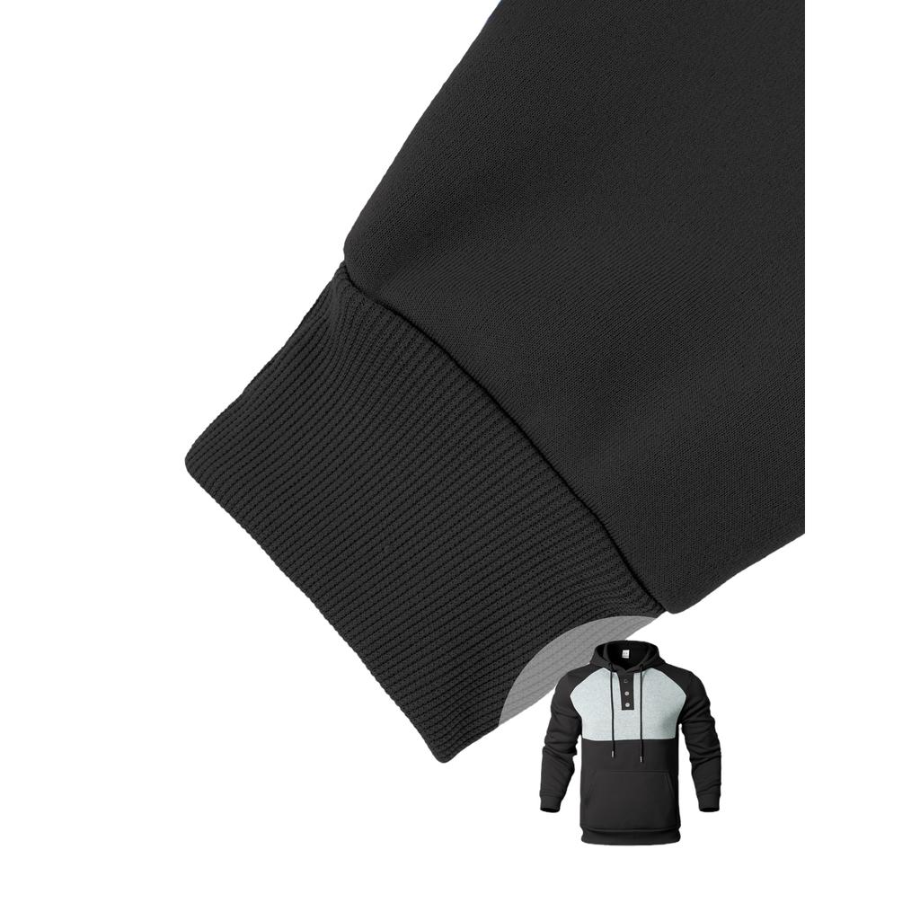 Men's Trendy Casual Hooded Sweatshirt with Color Block Pockets for Everyday Sports