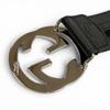 Great GUCCI belt GG pattern interlocking G black leather mens 794196 Used