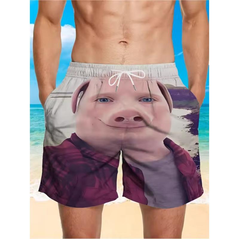 Funny Men s 3d Printed Pig Pattern Cute Men s Beach Shorts Casual Loose Summer Hawaiian Shorts Suitable Men Clothing Trunks S