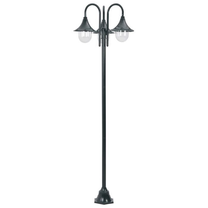 Garden Floor Lamp - vidaXL - 220cm - Aluminium - 3 Lanterns - Dark Green