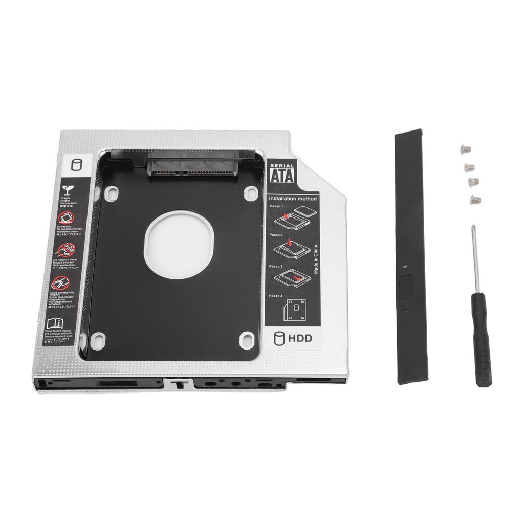 SATA to SATA 2nd HDD SSD Enclosure 2 Channel Protection Hard Drive Caddy Case Tray for 12.7mm CD