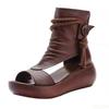 Ladies Summer Roman Shoes New casual high top sandals Fashion Thick soled Fish Mouth Shoes Tall slope cool boots Mujer Zapatos