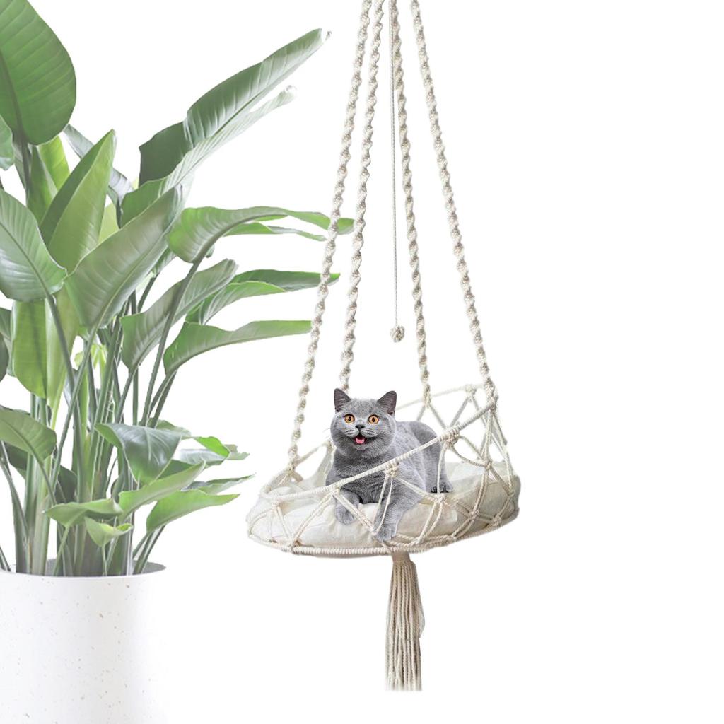 Pet Hammock Cat Swing Hand Woven Cotton Rope Cats Hanging Basket Kitten Hanging String Den Indoor Pend Nest Pets Supplies