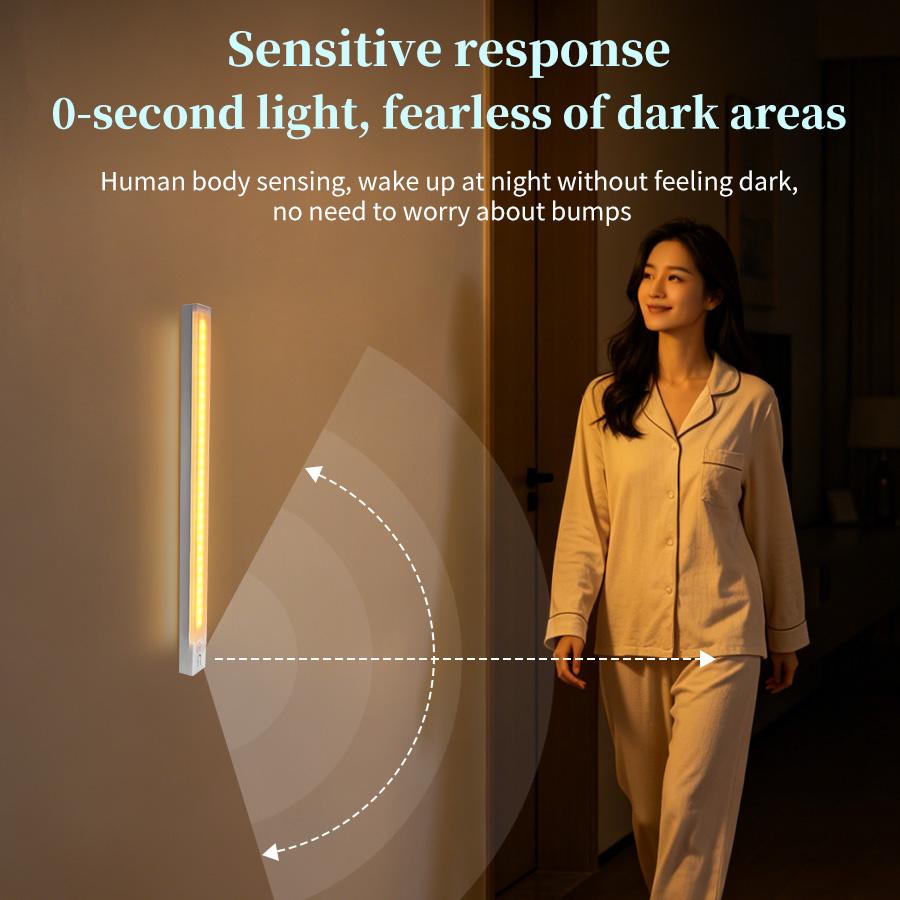 Motion Sensor LED Night Lights Rechargeable Magnetic Cabinet Lamp 5Modes RGB Light Bar For Bedroom Living Room Gaming Lighting
