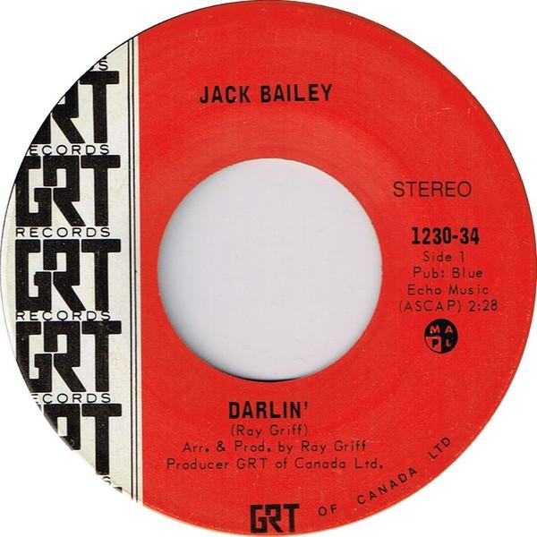 

7inch Record JACK BAILEY - Darlin 123034 GRT Canada Rock Used