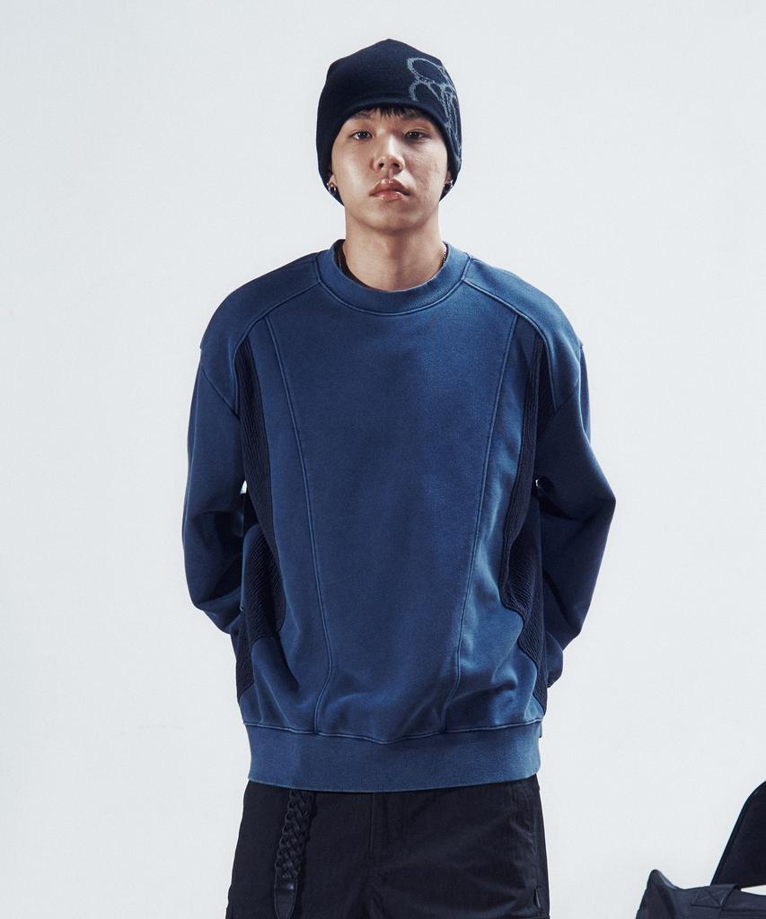NODE LABS Dev:7 Garment Dyed Texture Sweatshirt_Navy