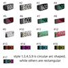 12/24H Display LED Desk Clock Temperature Display Mirror Digital Alarm Clock  Desktop