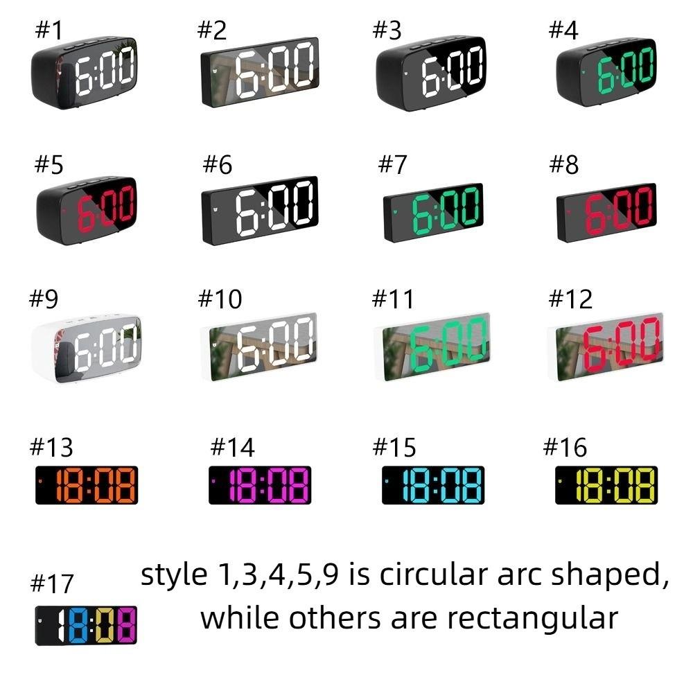 12/24H Display LED Desk Clock Temperature Display Mirror Digital Alarm Clock  Desktop