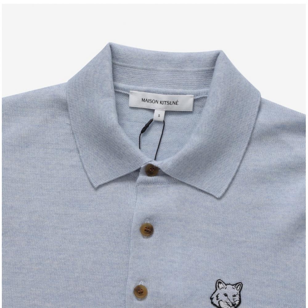 Maison Kitsune Mm00211kt1036 H410 Bold Fox Head Patch Polo Herren Strick