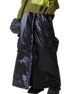 Antiqua Gepolsterter Cargorock Unifarben Einheitsgröße Schwarz Damen, Lang, Farbe, EP-00158, 05,