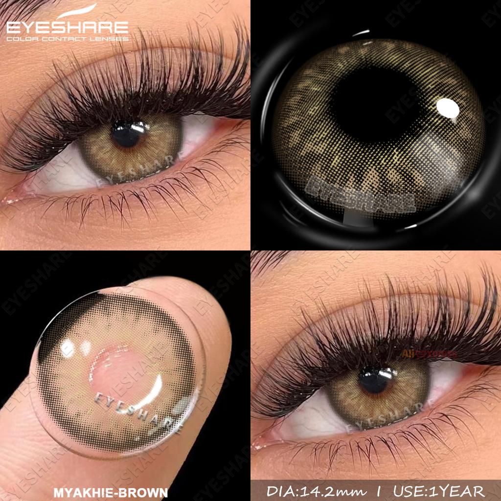Eyeshare Natürliche farbige Kontaktlinsen für die Augen, 2 Stück, blaue Kontaktlinsen, braune Augen, Farblinsen, graue Schönheitsschüler, jährliche grüne Linsen