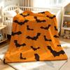 Orange Bat Cloud Winter Summer Flannel Blanket Throw Fleece Soft Fuzzy Plush Cozy Fleece Blankets for Sofa Ideal Gifts