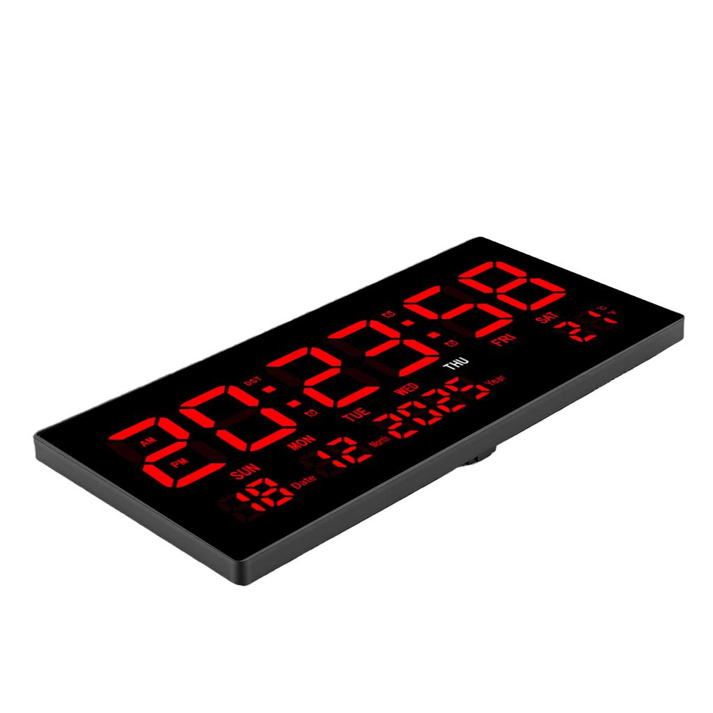LED Digital Wall Clock Silent Power Off Memory Plug in Large Display Digital Clock with Calendar for Living Room Study