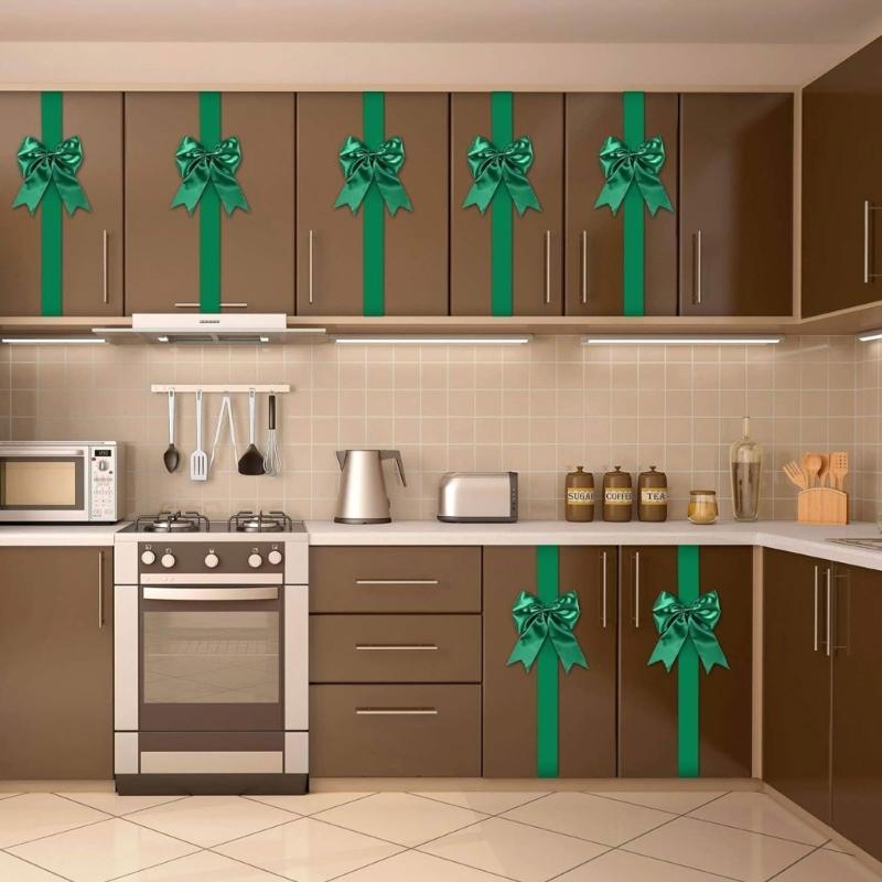 Versatile Festival Bowknot Decoration For Hanging On Doors Wall And Cabinets Polyester Christmas Accent