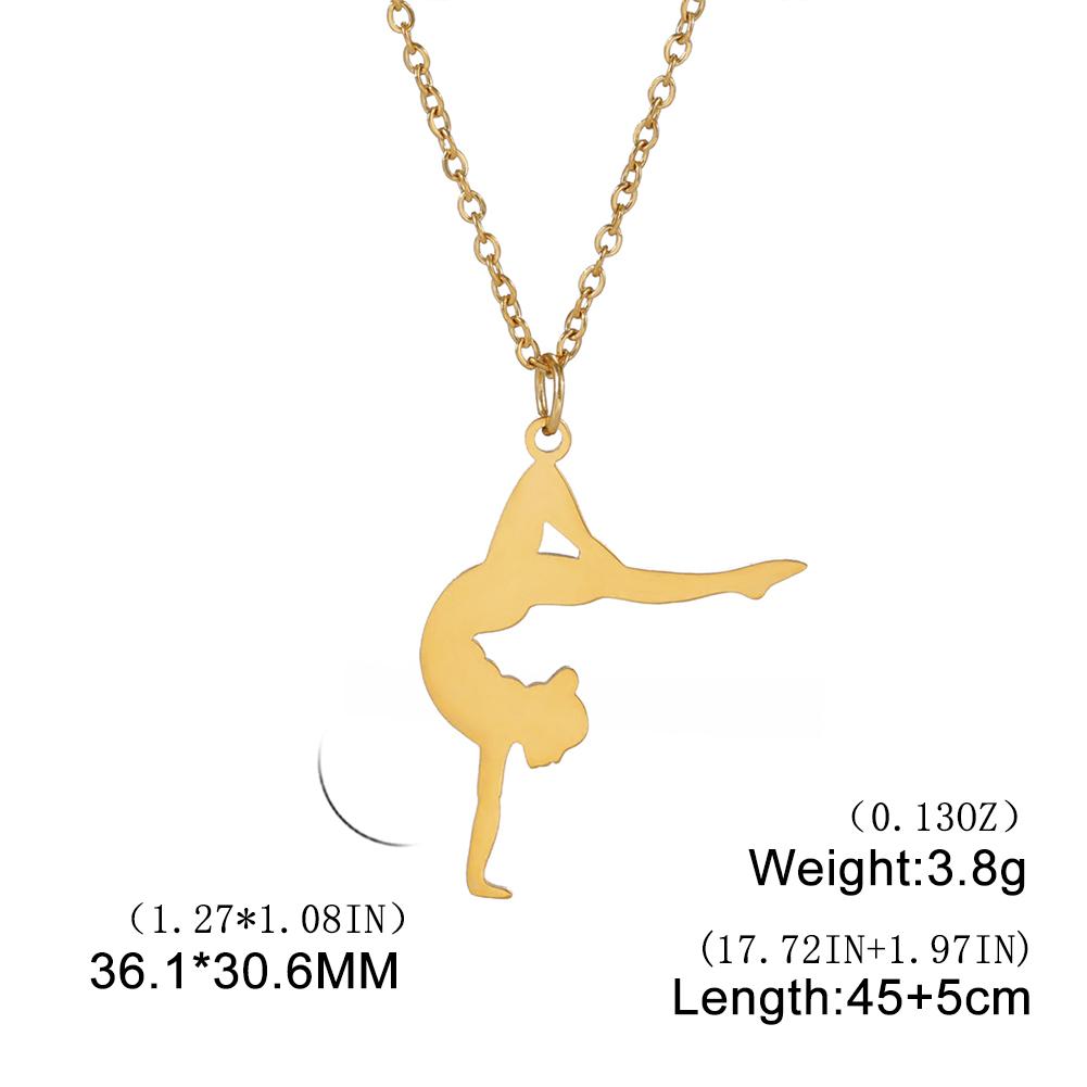 Unift Edelstahl Sport Damen Halskette Läuferin Rhythmische Gymnastik Mädchen Silhouette Anhänger Mode Geburtstag Schmuck Großhandel