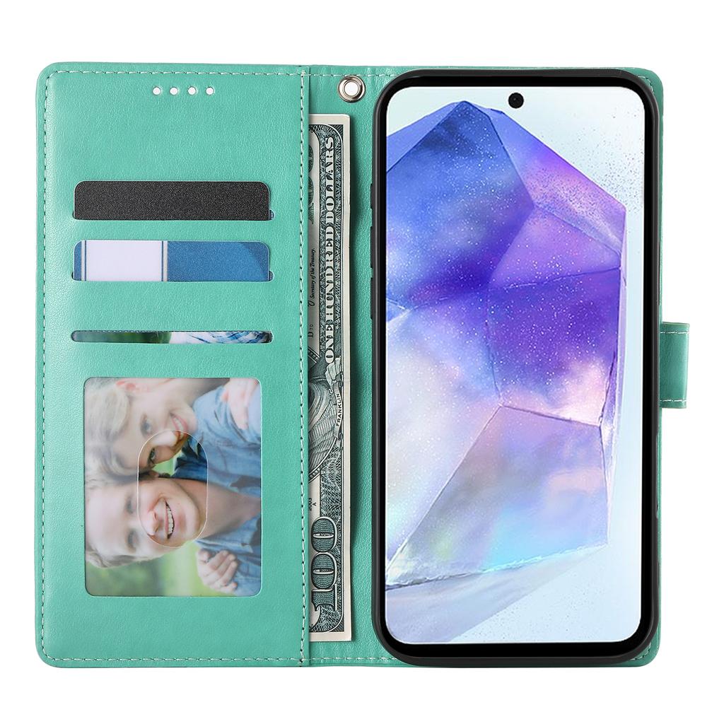 For Samsung Galaxy A16 5G/4G Wallet Case Butterfly Floral Imprint PU Leather Phone Cover with Wrist Strap