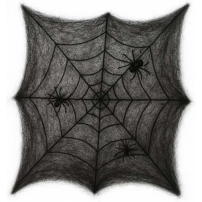 

Giant Reusable Black Spider Web for Halloween Indoor Decoration Easy to Install