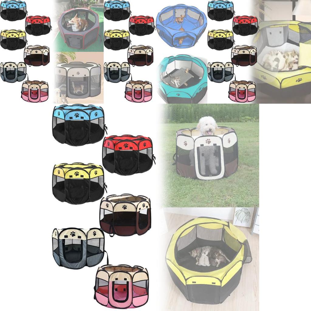 Pet Octagon Cage Tent With Collapsible Design For Cats And Dogs Storage Shelter