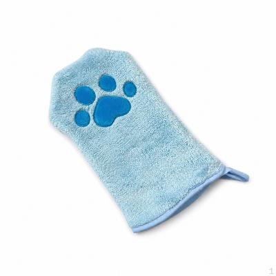 Pet Bathing Glove Coral Fleece Absorbent Cat Paw Towel for Dog Cleaning & Grooming 22*15cm (Single)