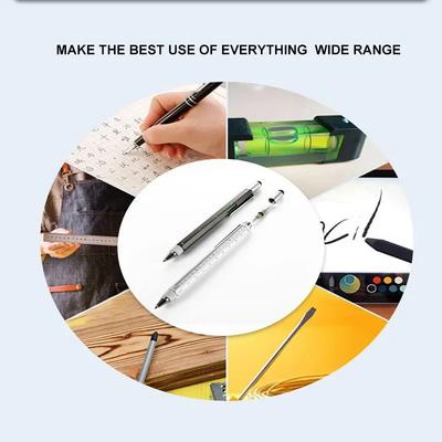 Stylo Outil Métallique Multifonctionnel Stylo Capacitif Hexagonal Tournevis Échelle Stylo à Bille Tactile pour Téléphone Portable Créatif Niveau Mètre