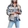 Women Casual Fashion Retro Ethnic Geometric Print Long-sleeved Woolen Coat