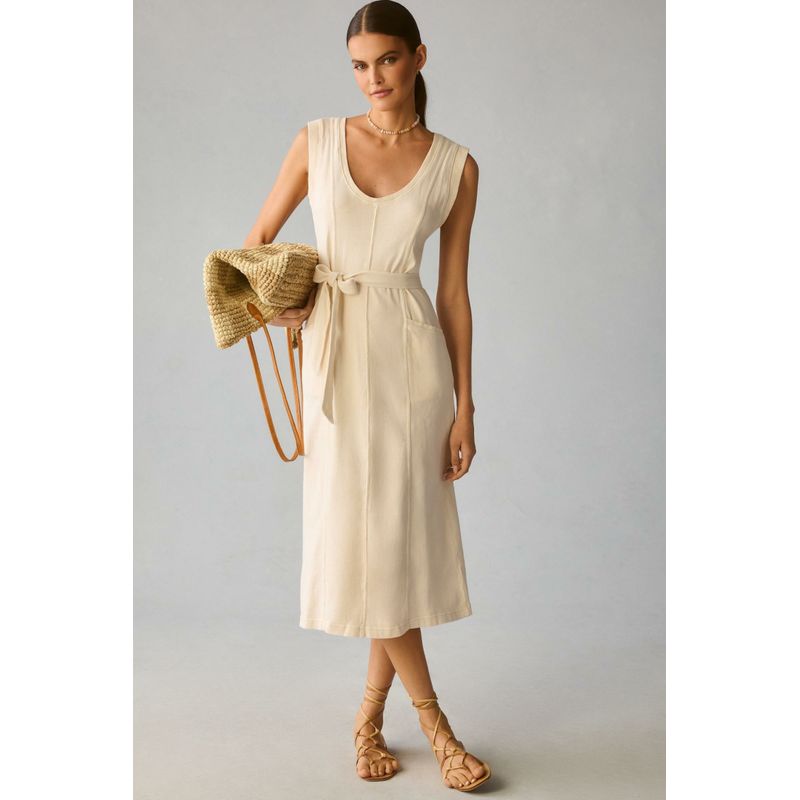 

An Dailyp Daily Practice Series Wash Water Sleeveless Waist Strap Mid Length Long Length Dress Cream White(Original Order/No Return) L