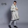 Men Long Faux Fur Overcoat Lapel Long Sleeve Windproof Open Front Coat Thickened Warm Imitation Fur Outwear