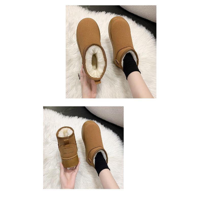 Winter New Snow Shoes Plus-size Flat Short Shoes for Women with Fleece and Thickened Warm Snow Boots for Women