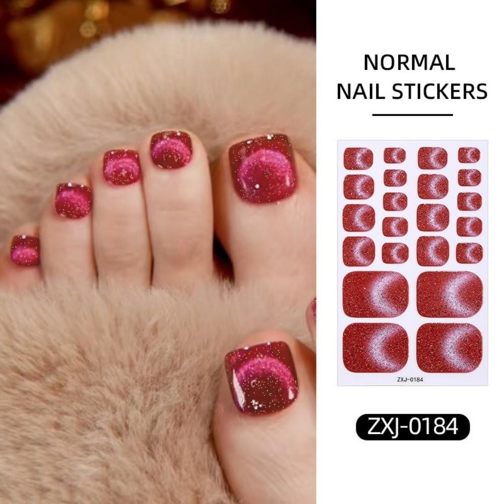 6Sheets Shimmering Glitter Toenail Stickers Colorful Toe Nail Sticker Summer Use