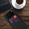 For iPhone 17 Pro Max Case PU Leather Cloth Texture Hard PC Phone Cover with Card Holder