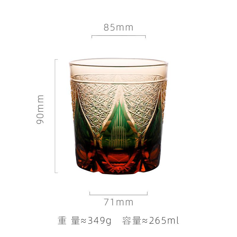 Japanese Hand Carved Edo Kiriko Crystal Glass Whiskey Cup For Men Collectible Barware