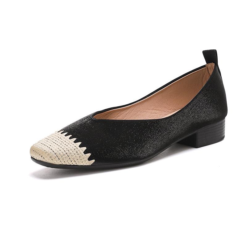 Niche Patchwork Square Toe Flat Mary Janes - 2025 Autumn Women s Style Size 39 2980₽