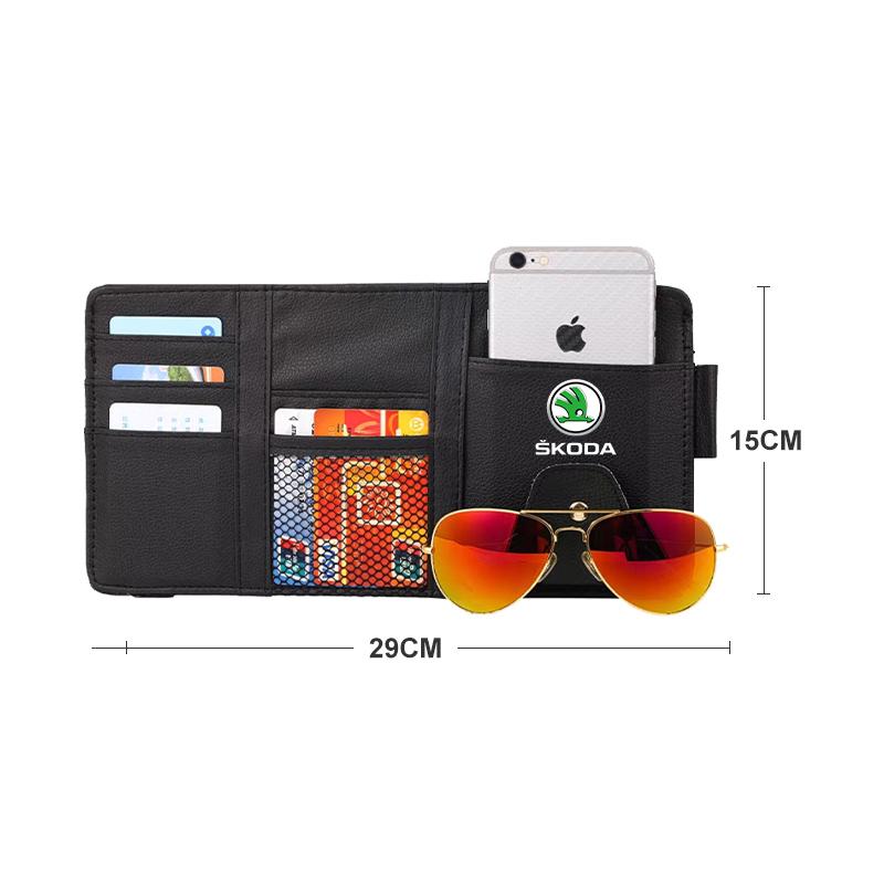 Car Sun Visor Point Type Multi-function Storage Bag Car Accessories For Skoda Octavia Superb Rapid Kodiaq Karoq Fabia Kamiq Roomster Citigo
