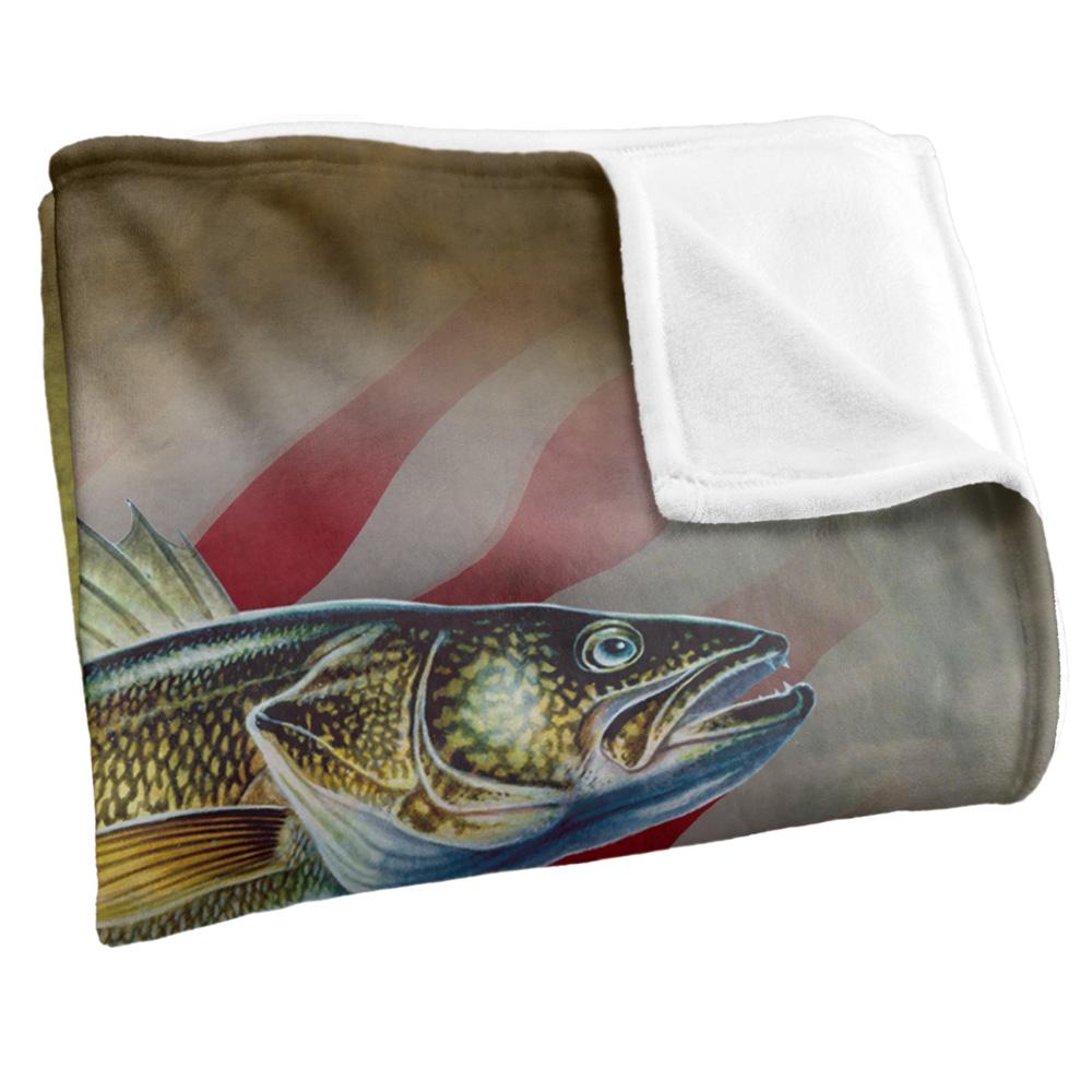 JQ Licensing Silky American Flag Fishing Supersoft Blanket